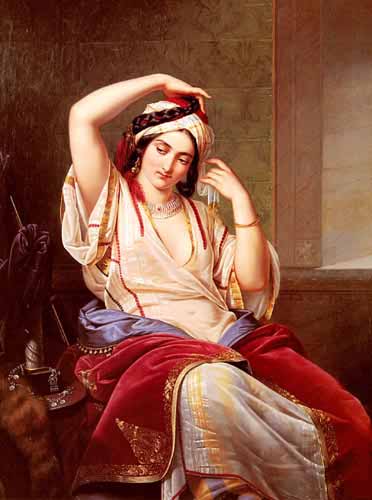 Painting Code#11423-Jakobs, Paul Emil(Germany): A Harem Beauty At Her Toilette