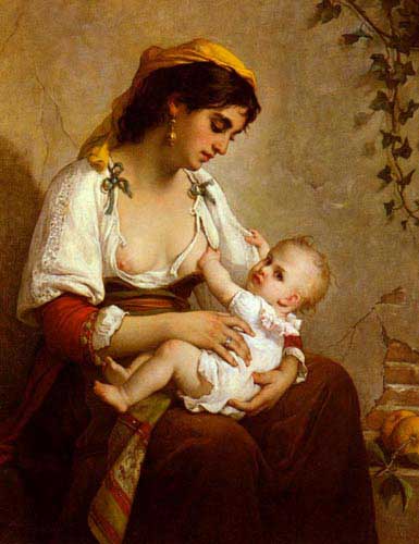 Painting Code#11798-Salles-Wagner, Jules(France): The Young Mother