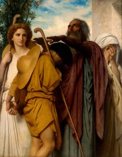 Painting Code#12598-Bouguereau, William - Tobias Saying Good-Bye to his Father