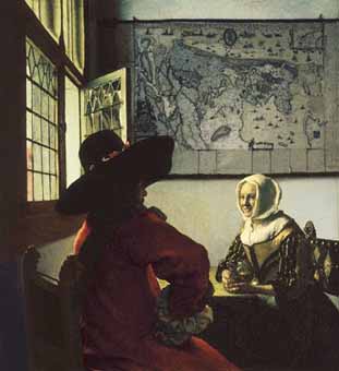 Painting Code#1358-Vermeer, Jan: Officer with a Laughing Girl