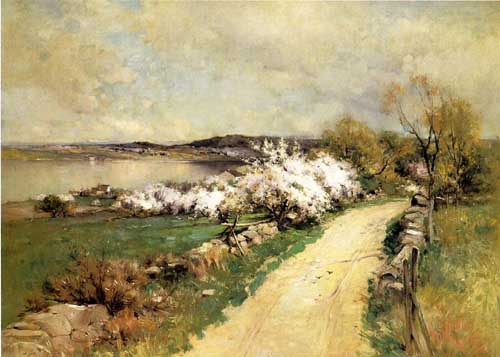 Painting Code#20195-George Henry Smillie - New England Landscape in Spring