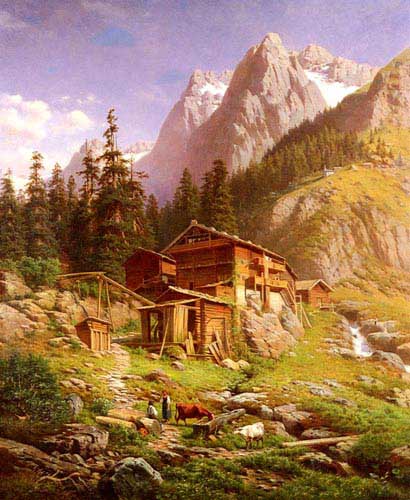 Painting Code#2358-Engelhardt, Georg(Germany): An Alpine Mill House