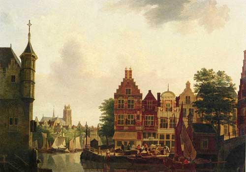 Painting Code#2791-Rutten, Jan(Holland): A View of Dordrecht