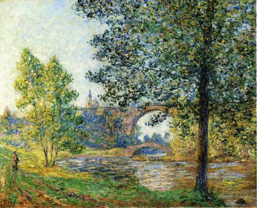 Painting Code#40262-Pissarro, Camille - Banks of the Eure, Sunlight Effect, Evening