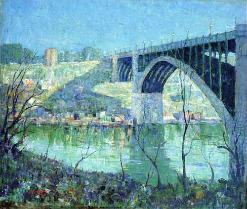 Painting Code#41204-Ernest Lawson - Spring Night, Harlem River