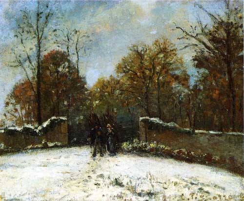 Painting Code#41691-Pissarro, Camille - Entering the Forest of Marly (Snow Effect)