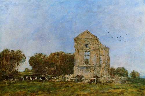 Painting Code#42288-Eugene-Louis Boudin - Deauville, Ruins of the Chateau de Lassay