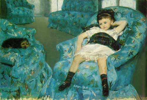 Painting Code#45154-Cassatt, Mary(USA): Little Girl in Blue Armchair
