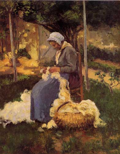 Painting Code#45799-Pissarro, Camille - Peasant Woman Carding Wool