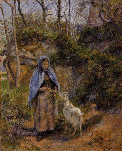 Painting Code#45802-Pissarro, Camille - Peasant Woman with a Goat