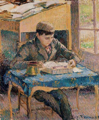 Painting Code#45815-Pissarro, Camille - Portrait of Rodo Reading
