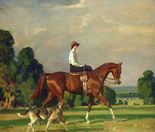 Painting Code#5737-Munnings, Sir Alfred James(UK) - Miss Ruth Brady on Bugle Call