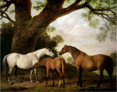 Painting Code#5759-George Stubbs - Two Shafto Mares and a Foal