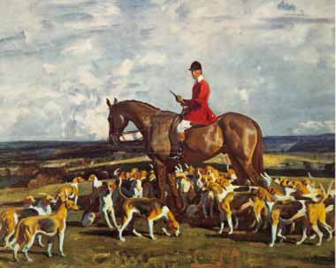 Painting Code#5820-Munnings, Sir Alfred James(UK) - Stanley Barker And The Pytchley Hounds