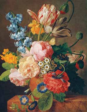 Painting Code#6036-Jan Van Dael - Roses, Tulips and Poppies