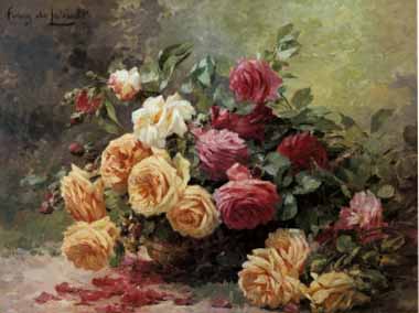 Painting Code#6056-Albert Tibule Furcy de Lavault - Roses