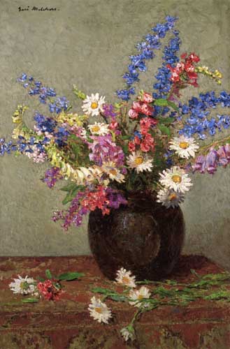 Painting Code#6216-Gari Melchers - July Flowers