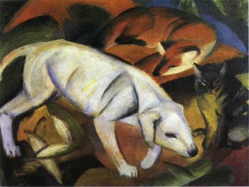 Painting Code#70235-Marc, Franz  - Three Animals (Dog, Fox and Cat)
