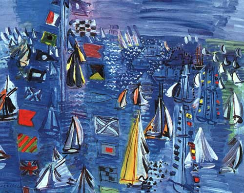 Painting Code#7119-Dufy, Raoul(Fauvism): Regatta at Cowes