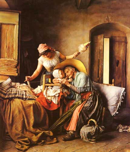 Painting Code#11079-Campolmi, S.(Italy): A Visit From Grandmother 
 