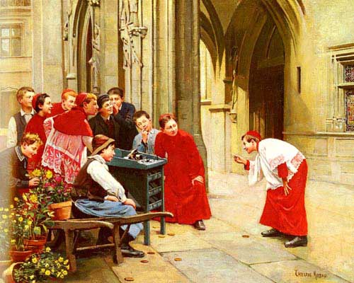 Painting Code#11121-Chocarne-Moreau, Paul Charles(France): The Frog Game