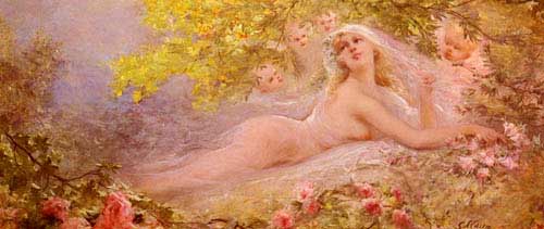 Painting Code#11122-Clairin, Georges Jules Victor(France): A Bride's Fantasy