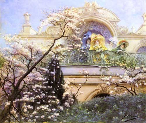 Painting Code#11124-Clairin, Georges Jules Victor(France): On The Balcony