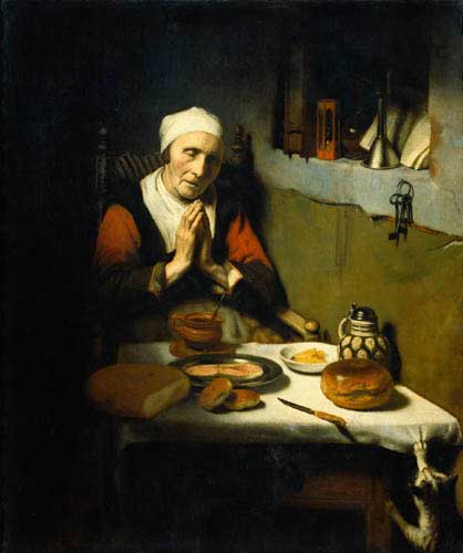 Painting Code#11165-Nicolas Maes: Old Woman at Prayer known as Prayer without End