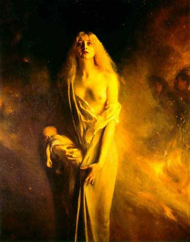 Painting Code#11171-Dagnan-Bouveret, Pascal-Adolphe-Jean(France): Marguerite au Sabbat