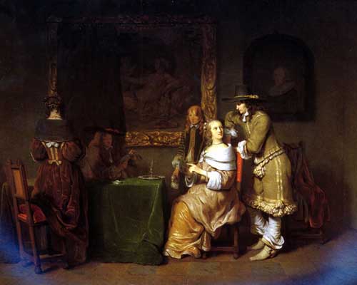 Painting Code#11240-Eeckhout, Gerbrand van den: An Elegant Company Playing Cards