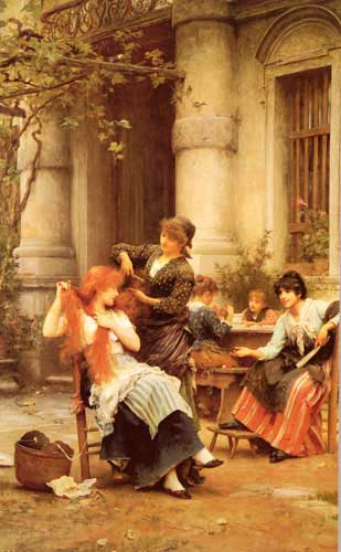 Painting Code#11295-Fildes, Sir Samuel Luke(USA): Alfresco