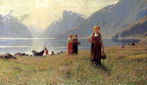 Painting Code#1133-Dahl, Hans(Norway): A Summer's Day