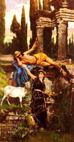 Painting Code#11386-Heullant, Felix Armand(France): A Rest Among The Ruins