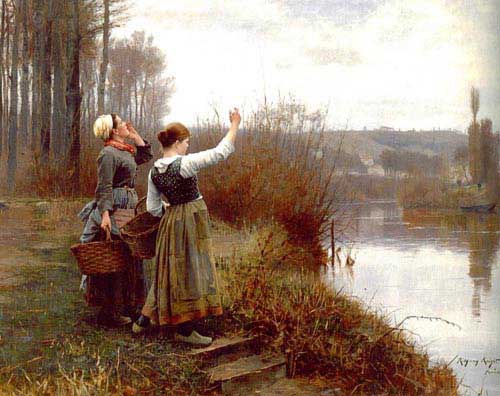 Painting Code#11470-Knight, Daniel Ridgway(USA): Hailing the Ferry