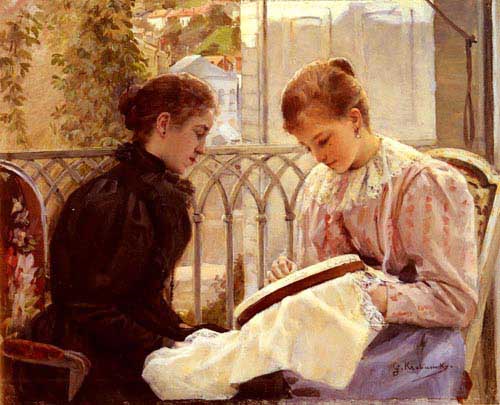 Painting Code#11499-Krabansky, Gustave(France): Couseuses