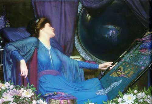 Painting Code#11636-Meteyard, Sidney Harold(England): 'I am half-sick of shadows', said the Lady of Shalott 
 
