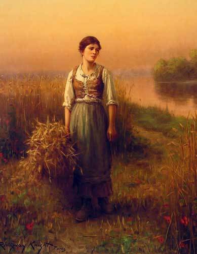Painting Code#11688-Knight, Daniel Ridgway(USA): Normandy Maid 