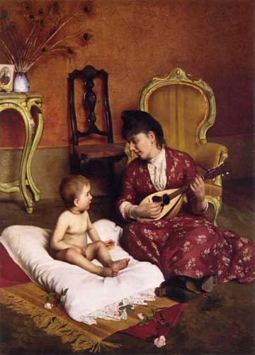 Painting Code#11779-Rios, Luigi da(Italy): The Lullaby