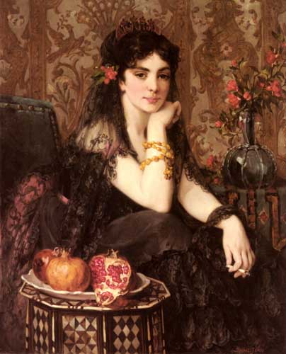 Painting Code#11796-Saint-Jean, Paul(France): Jeune Femme Au Grenade