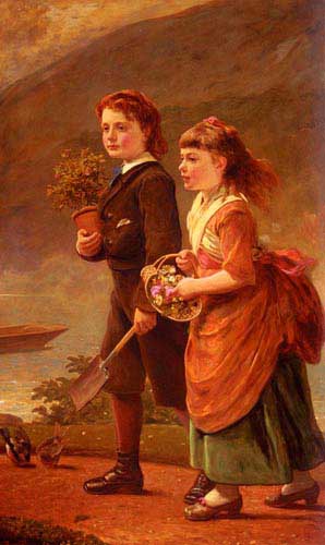 Painting Code#11805-Sant, James(England): The Children Of Major H. Barrett Of Moredon, Taunton