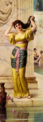 Painting Code#11825-Semenowsky, Eisman(France): A Roman Beauty in the Baths