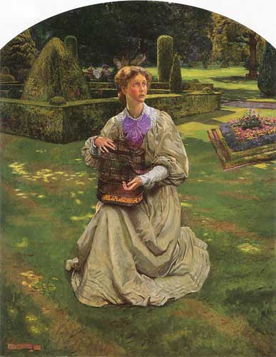 Painting Code#11848-Shaw, John Byam Liston(England): The Caged Bird