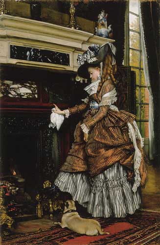 Painting Code#1193-Tissot, James Jacques Joseph(France): La cheminee
