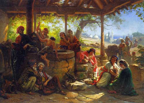 Painting Code#11961-Schonn, Alois: By the Well
