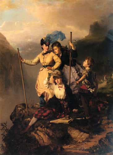 Painting Code#12043-Boutibonne, Charles Edouard(France): Mountain Climbers