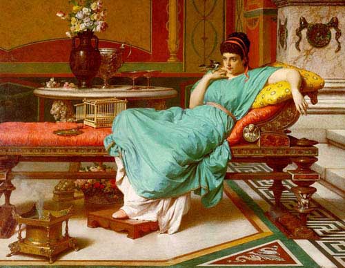 Painting Code#12068-Giannetti, Raffaele(Italy): A Pompeian Beauty 