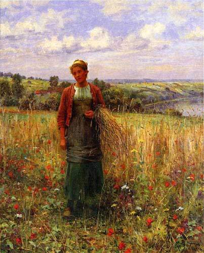 Painting Code#12370-Knight, Daniel Ridgway(USA) - Gathering Wheat