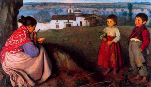 Painting Code#12433-Eugenio Hermoso Martinez - Niaos en el Campo