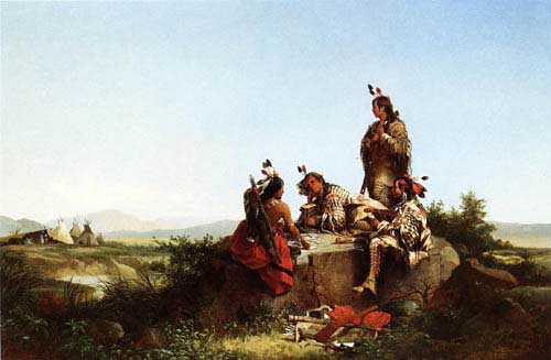 Painting Code#12436-John Mix Stanley - Blackfeet Card Players