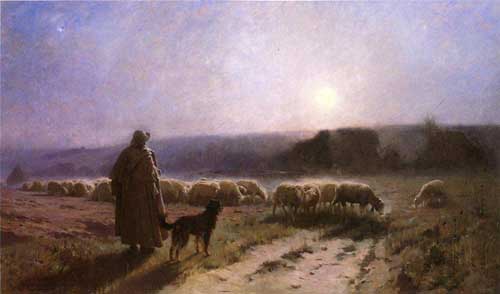 Painting Code#12444-Charles Sprague Pearce - Evening